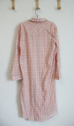 NEW Fantastic Fawn Pink Plaid Button Down Cotton Dress | S