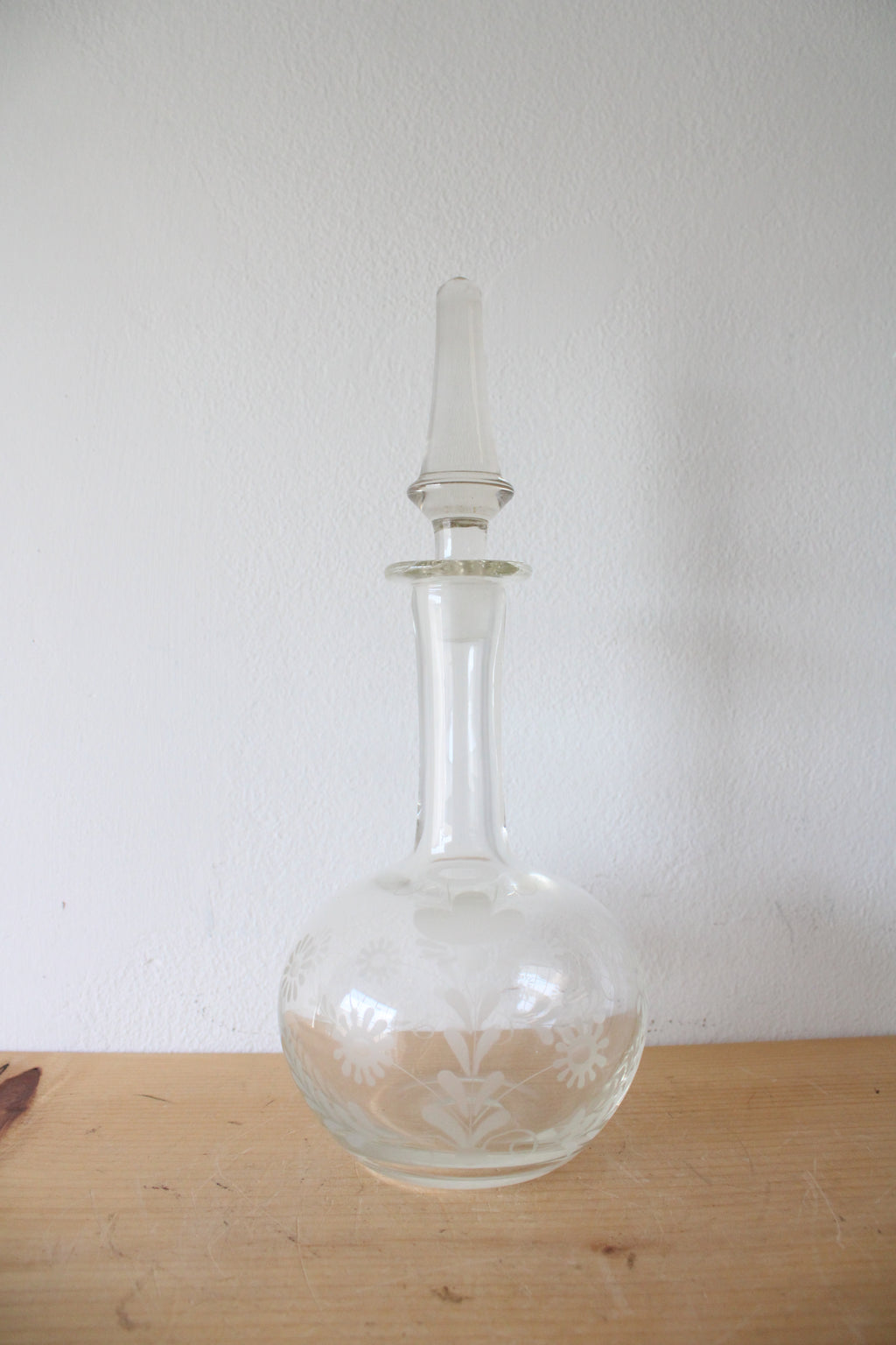 Vintage Glass Floral Decanter