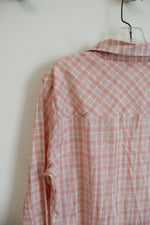 NEW Fantastic Fawn Pink Plaid Button Down Cotton Dress | S