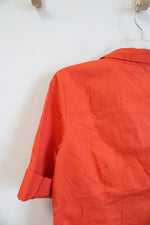 New York & Company 7th Avenue Orange Button Down Top | S