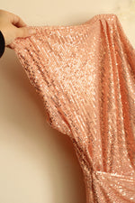 Grace Karin Pink Sequin Wrap Dress | XL