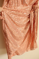 Grace Karin Pink Sequin Wrap Dress | XL