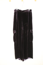 Johnny Was Jade Deep Purple Velvet Silk Wide Leg Cargo Pants | S