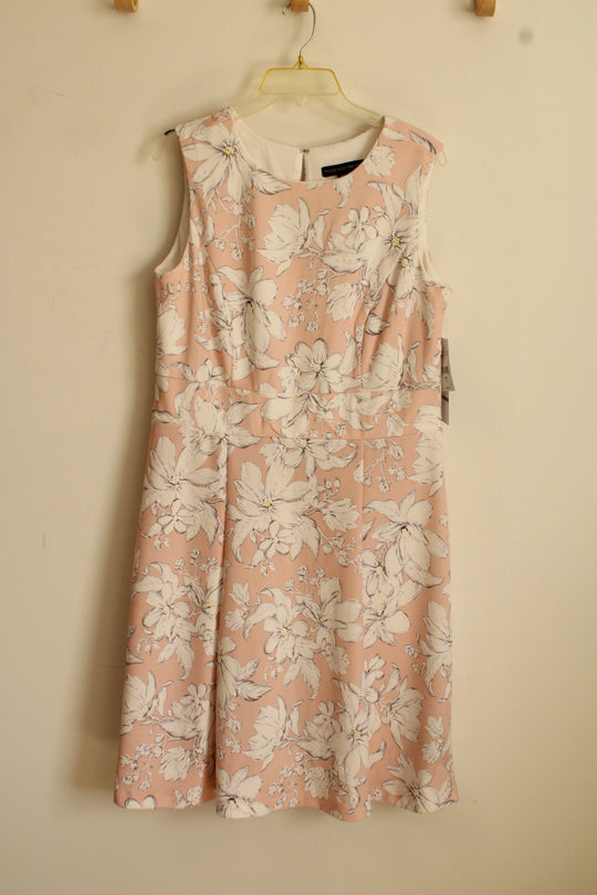 New Madison Leigh Pastel Pink and Gray Textured Floral Dress | 12