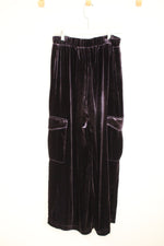 Johnny Was Jade Deep Purple Velvet Silk Wide Leg Cargo Pants | S