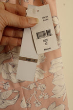 New Madison Leigh Pastel Pink and Gray Textured Floral Dress | 12