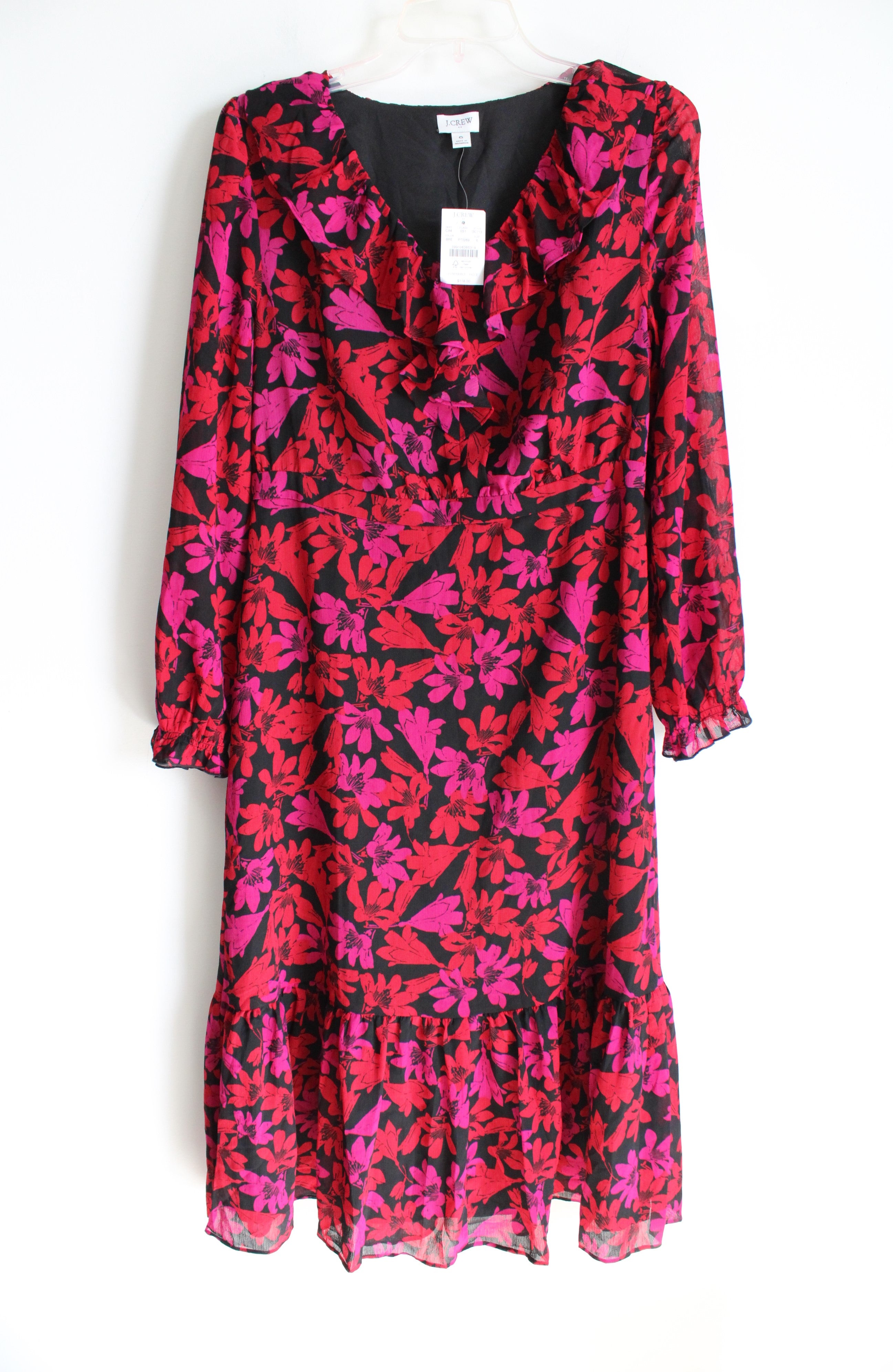 j crew red floral dress J. Crew red & white floral faux wrap dress. Size 00. great condition