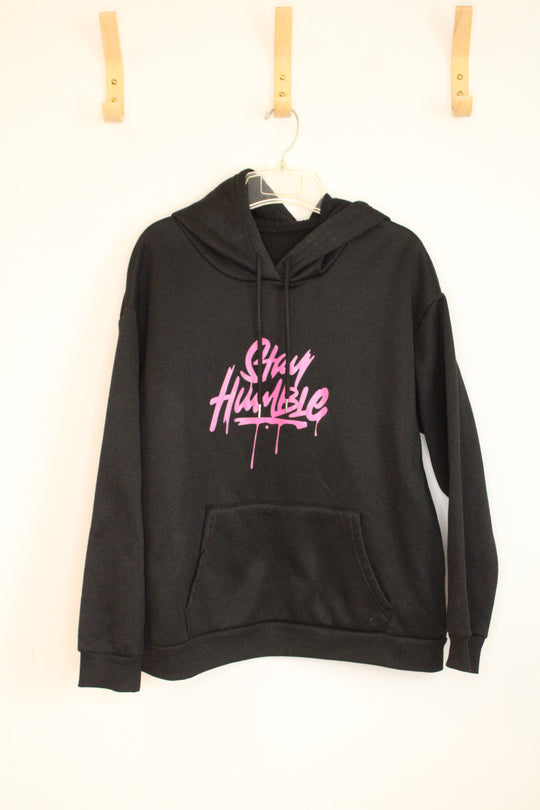 Shein Stay Humble Black Hoodie Sweatshirt | M