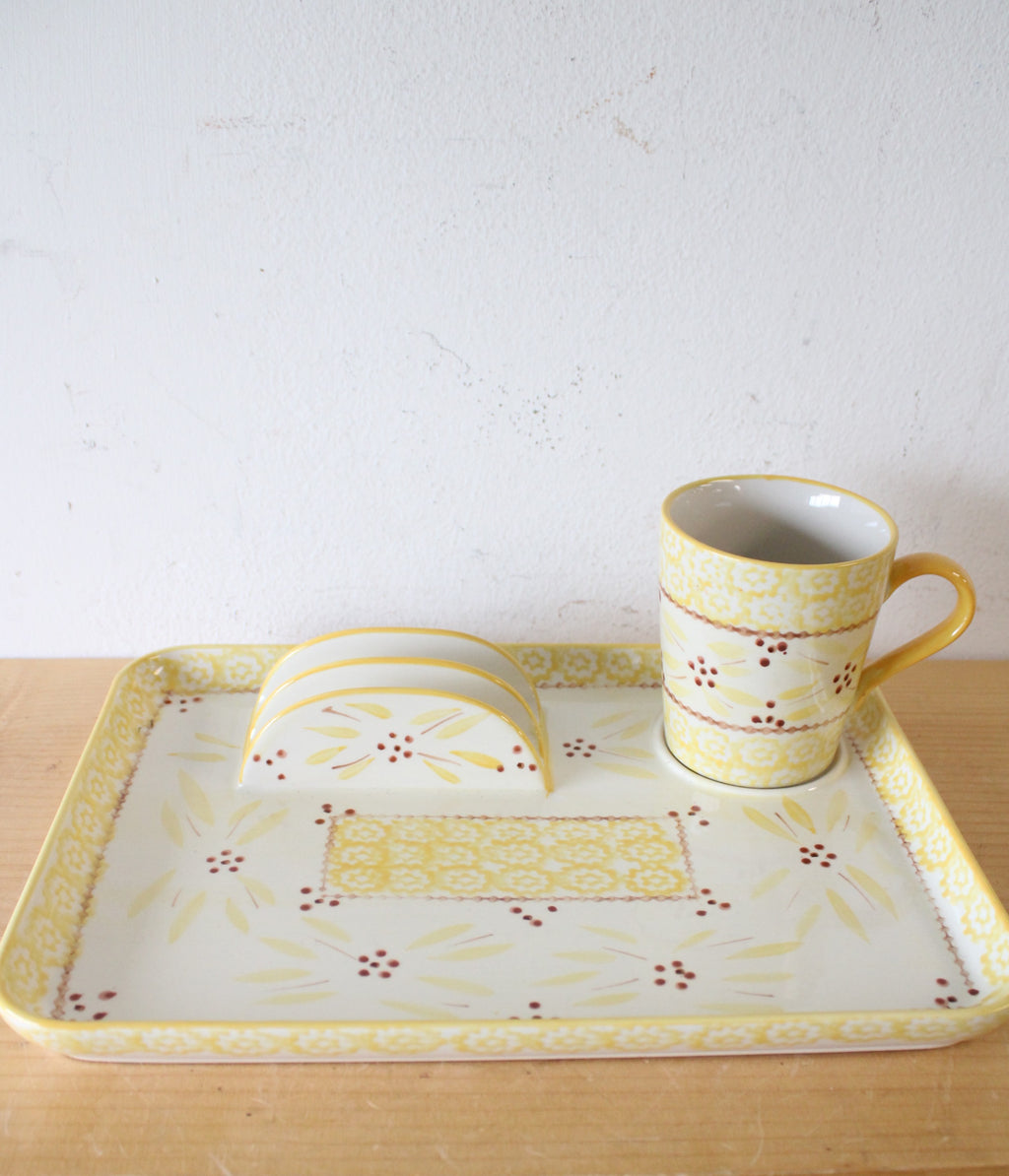 Temptations By Tara Old World Yellow Taco Holder Tray & Mug Set