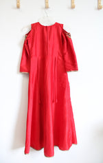 Jodha Red Beaded Cold Shoulder Dress | 32