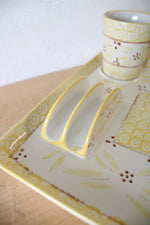Temptations By Tara Old World Yellow Taco Holder Tray & Mug Set