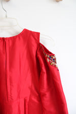 Jodha Red Beaded Cold Shoulder Dress | 32
