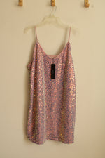 NEW Allegra K Pink and Purple Sequined Spaghetti Strap Dress | XL