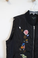 NEW For Cynthia Black Embroidered Floral Vest | XL