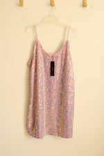 NEW Allegra K Pink and Purple Sequined Spaghetti Strap Dress | XL