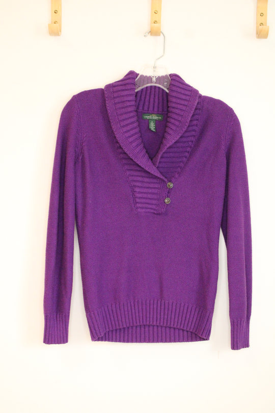 Ralph Lauren Purple Shawl Collar Sweater | S