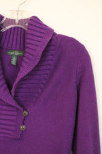 Ralph Lauren Purple Shawl Collar Sweater | S