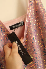 NEW Allegra K Pink and Purple Sequined Spaghetti Strap Dress | XL