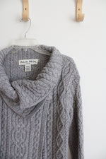Aran Mor Ireland Gray Cable Knit Cowl Neck Merino Wool Sweater | M