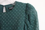 Express Sheer Green Puff Sleeve Top | XXS