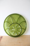 Vintage Indiana Glass Green Divided Deviled Egg Platter