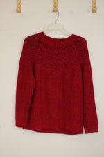 Talbots Red Ribbed Pullover Sweater | L Petite