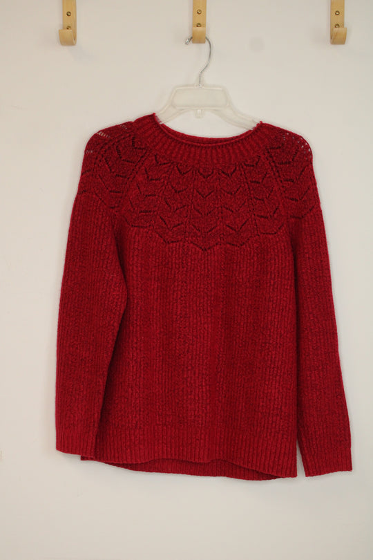 Talbots Red Ribbed Pullover Sweater | L Petite