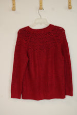 Talbots Red Ribbed Pullover Sweater | L Petite