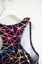 Justice Black Patterned Cropped Tank Top | Youth L (12/14)