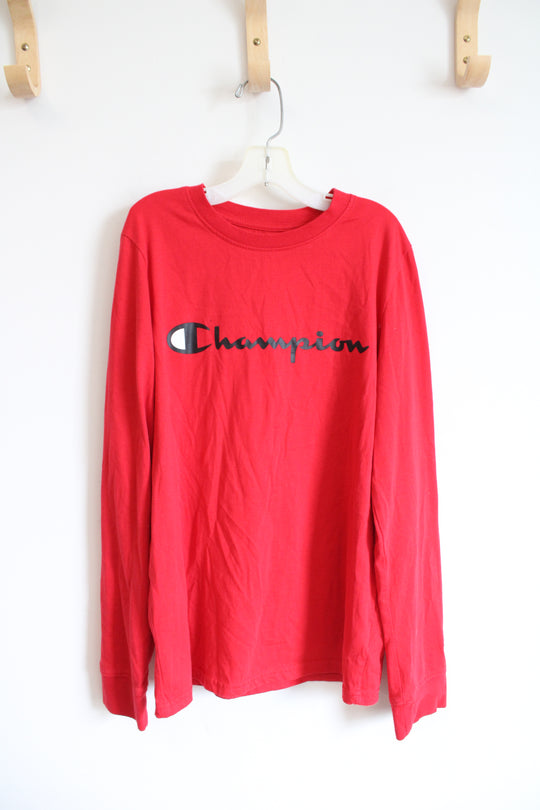 Champion Red Long Sleeved Shirt | Youth L