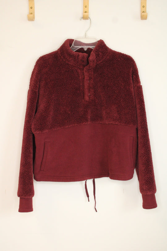 All in Motion Burgundy Snap Front Cozy Sherpa Sweatshirt | M
