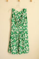Lands' End Green Blue and White Printed Wrap Dress with Pockets | S