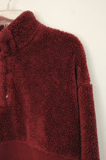 All in Motion Burgundy Snap Front Cozy Sherpa Sweatshirt | M