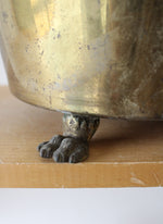 Vintage Brass Lion Handled Footed Planter