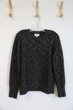 LOFT Black & White Speckled Metallic Sweater | M