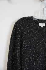 LOFT Black & White Speckled Metallic Sweater | M
