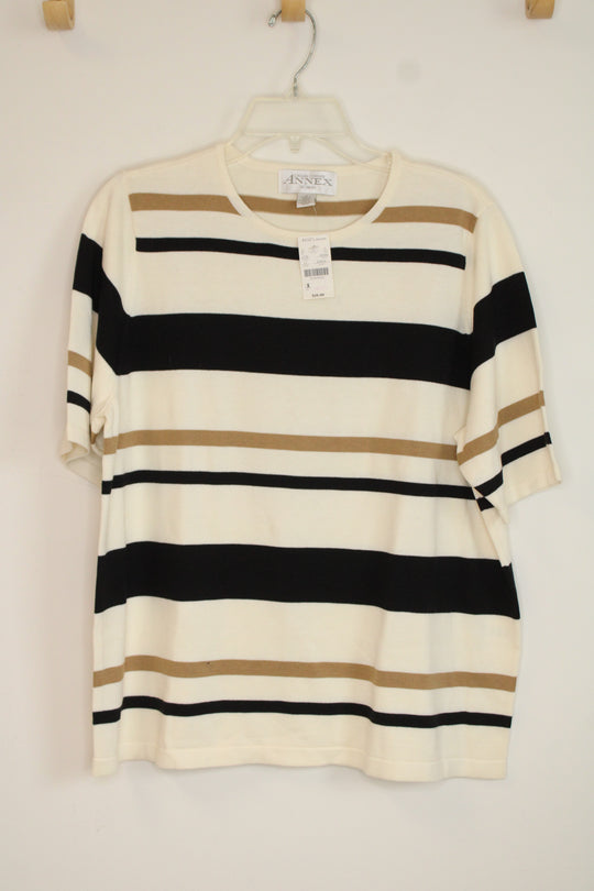 NEW Casual Corner Annex Stripped Sweater Short Sleeve Shirt | X