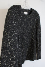 LOFT Black & White Speckled Metallic Sweater | M