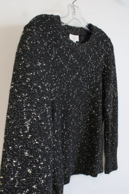 LOFT Black & White Speckled Metallic Sweater | M