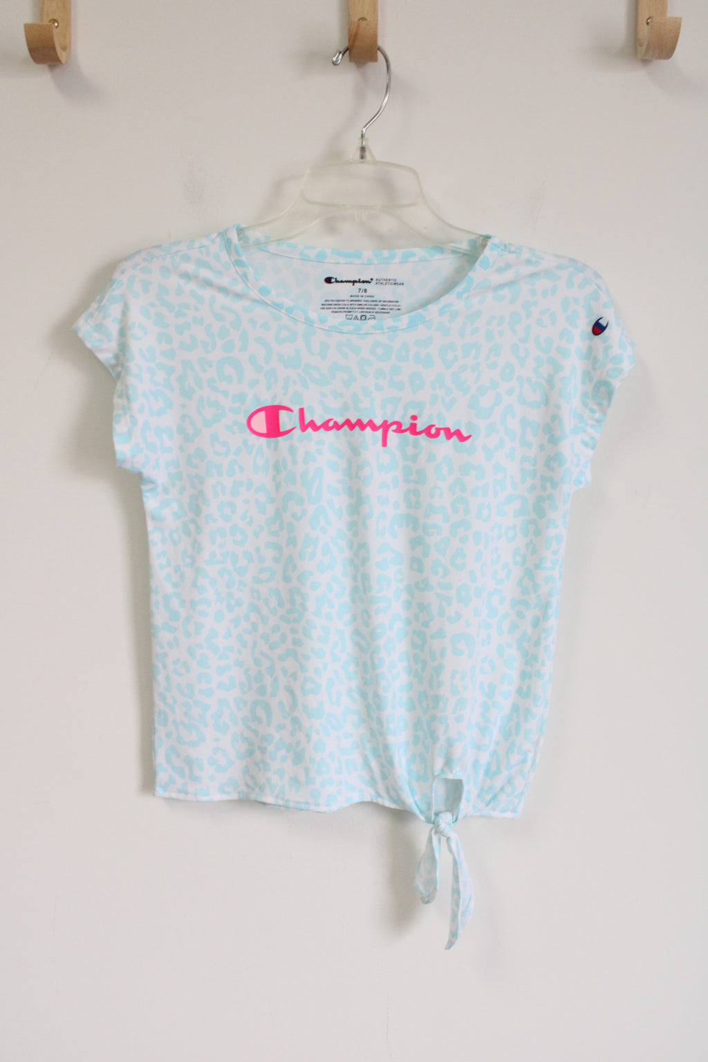Champion Blue Leopard Print Logo Shirt | Youth 7/8