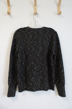 LOFT Black & White Speckled Metallic Sweater | M