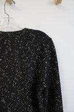 LOFT Black & White Speckled Metallic Sweater | M