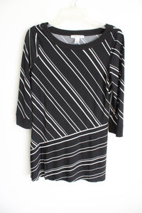 white house black market black and white maxi dress White House Black Market Black & White Striped Long Sleeved Dress