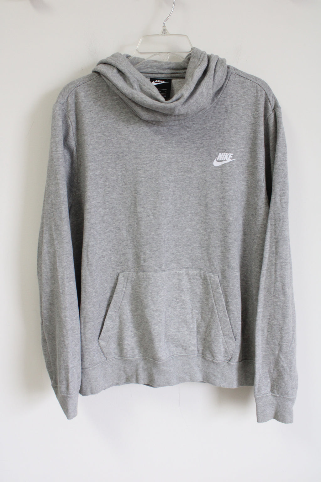 Nike Gray Logo Cowl Neck Fleece Lined Hoodie | XL