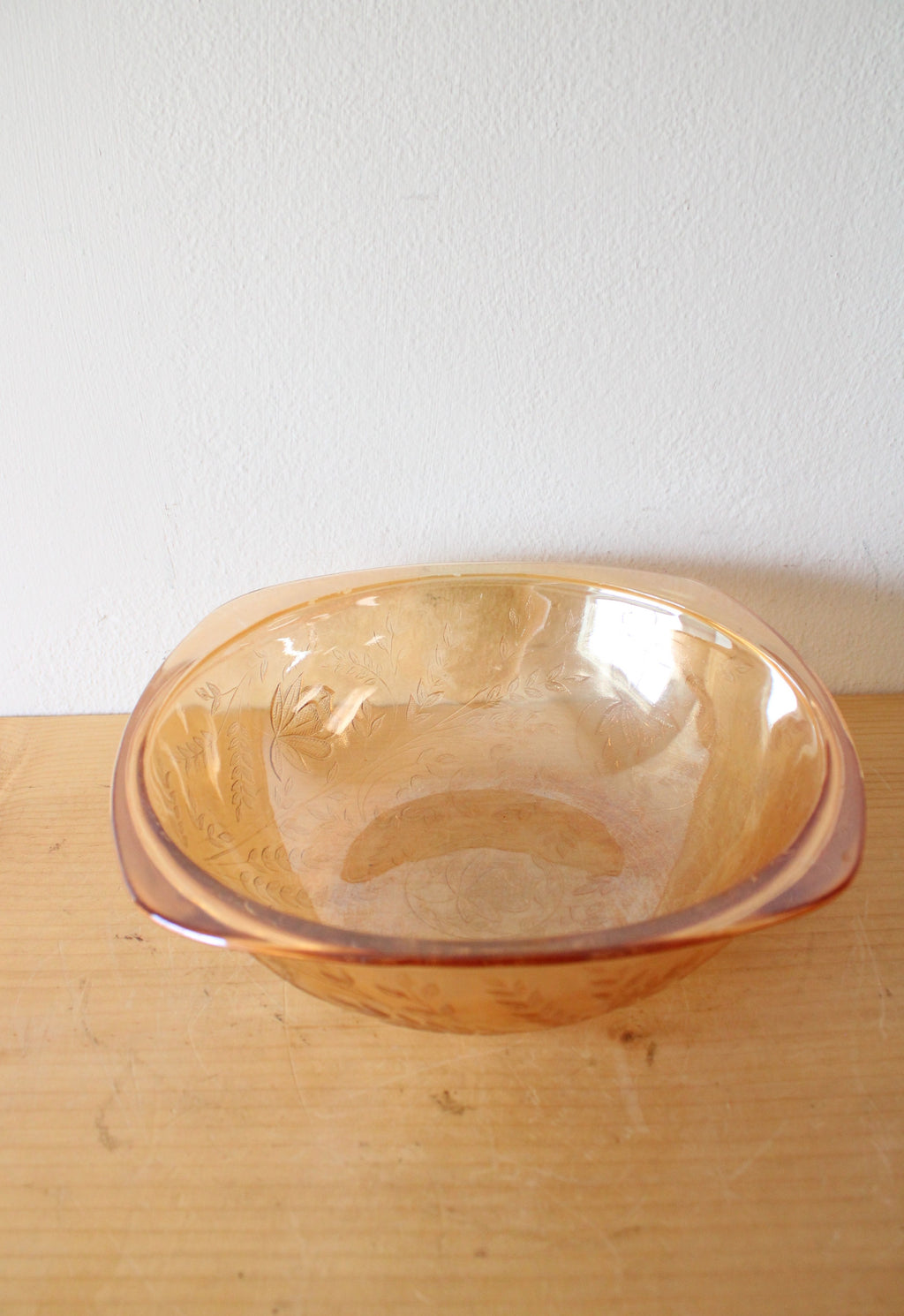 Vintage Iridescent Marigold Floral Carnival Glass Bowl