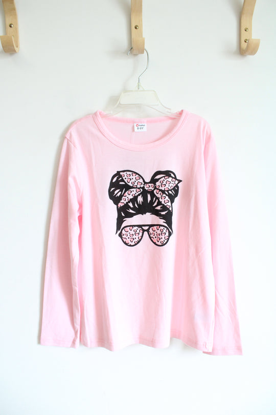 NEW Pat Pat Pink Leopard Bow & Sunglasses Long Sleeved Shirt | Youth 8/9