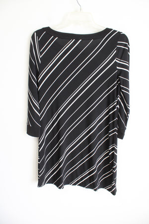 white house black market striped dress White House Black Market Striped Midi Dress in Blue and Black