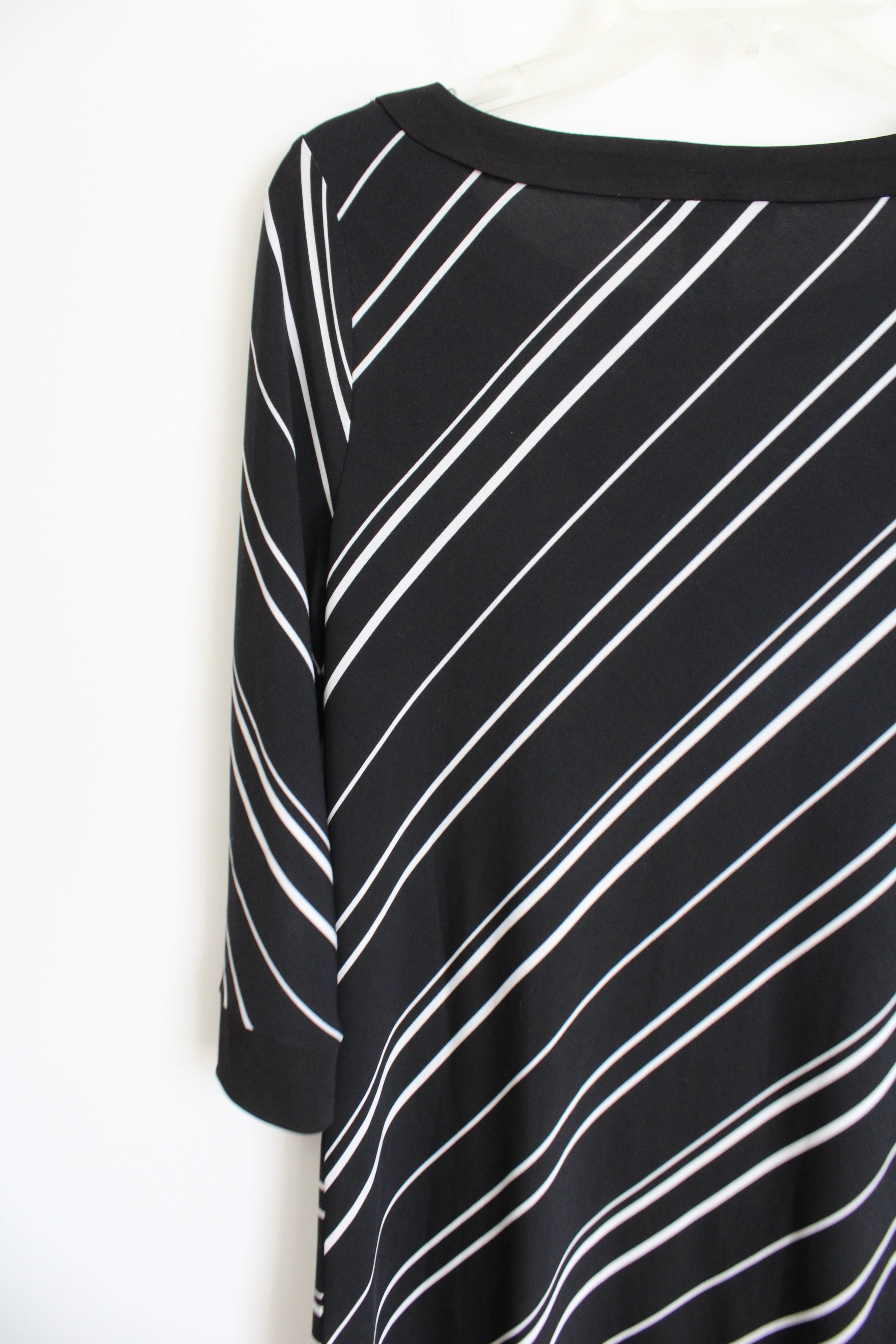 White House Black Market Black & White Striped Long Sleeved Dress
