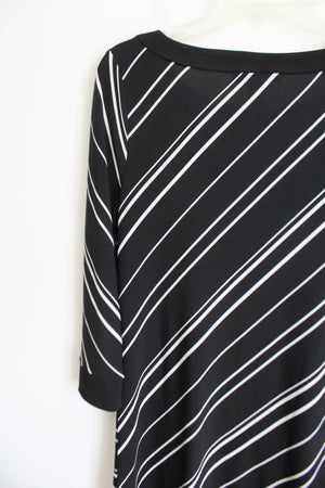 White House Black Market Black & White Striped Long Sleeved Dress
