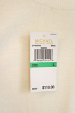 NEW Michael Kors White with Black Logo Sleeves Sweater | L